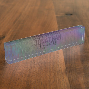 Moderner holografischer Metallname - Schreibtisch Namensplakette