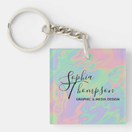 Moderner Holografischer Script Rainbow Pastel Schl Schlüsselanhänger