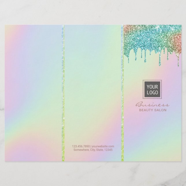 Moderner Holographic Beauty Salon Tri-Fold Bruchur (Vorderseite)