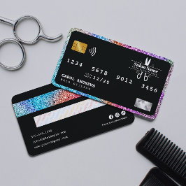 Moderner Holographic Glitzer Credit Card Hair Salo Visitenkarte