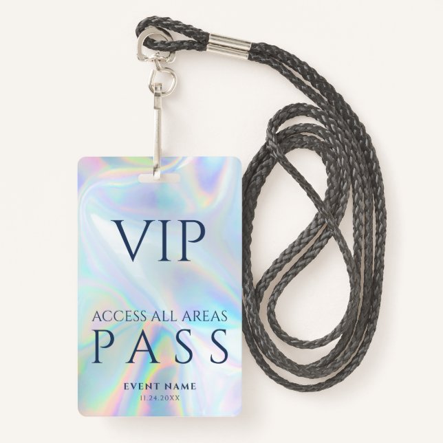 Moderner Holographic VIP All Access Pass Geburtsta Ausweis (Vorderseite mit Schlüsselband)