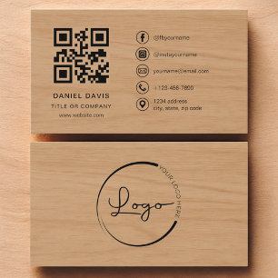 Moderner Holz Firmenlogo QR-Code Visitenkarte
