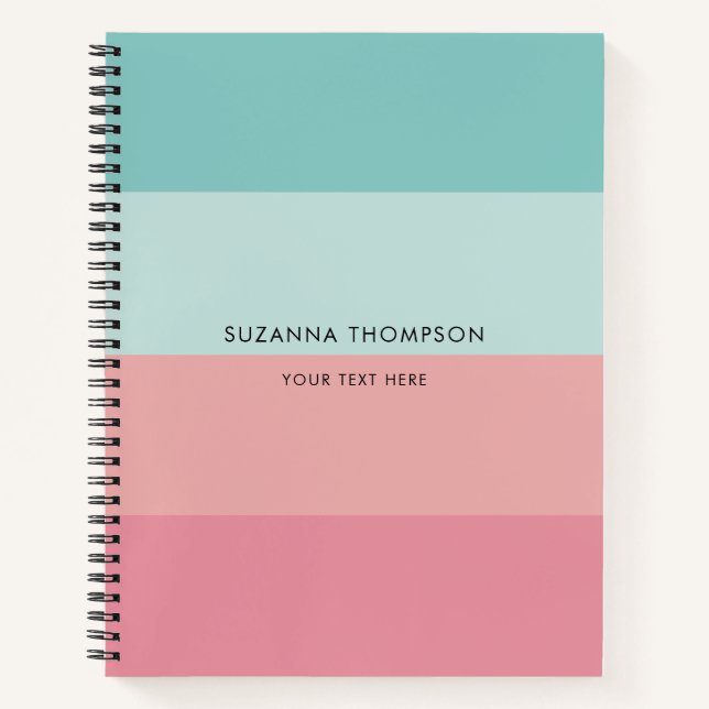 Moderner horizontaler Streifen pink & blau Notizbuch (Vorderseite)