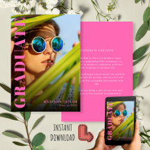 Moderner Hot-Pink-Chic-Graduate-Foto-Abschluss