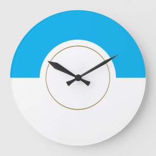 Moderner Hübscher Blauer Weißer Rundblock Große Wanduhr