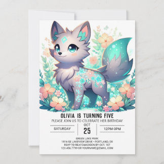 Moderner Hübscher Wolf Digital Geburtstag Einladung