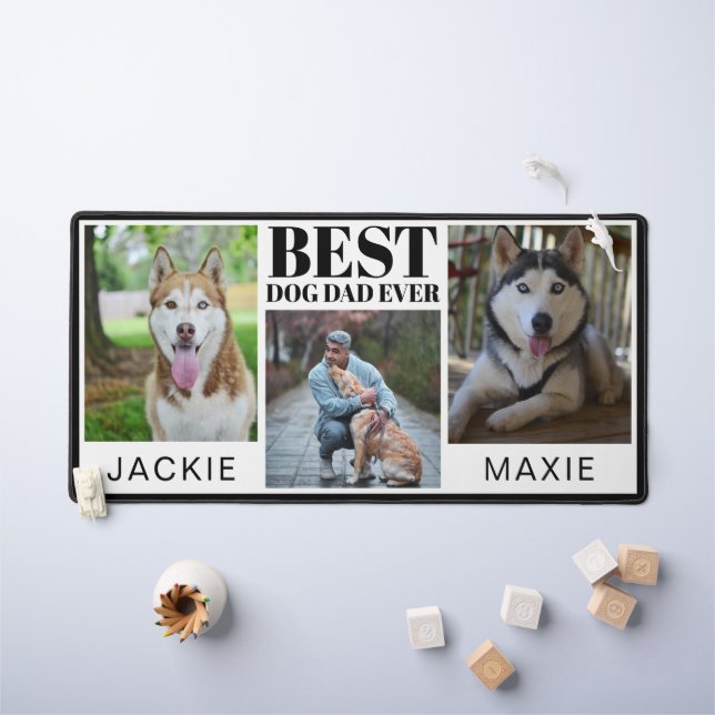 Moderner Hund Vater Drei Fotosammlungen Schreibtischunterlage (Kindertisch)