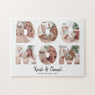 Moderner Hundetext Mama 6 FotoCollage Benutzerdefi Puzzle