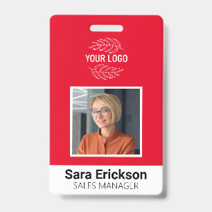 Moderner ID Card Red Business Employee Bar Code Ausweis