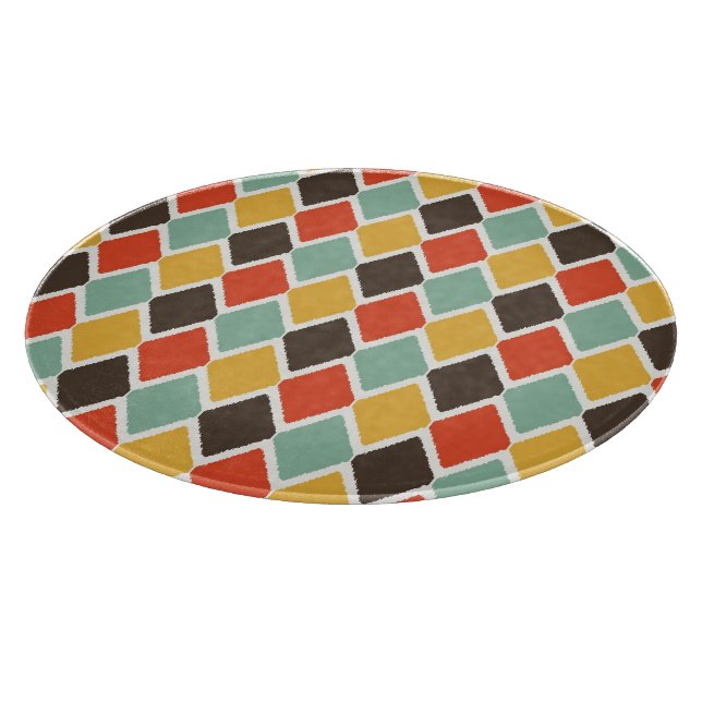 Moderner Ikat-Stammesmode-Muster Schneidebrett (Ecke)