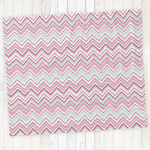 Moderner Ikat Zickzack Strip Abstrakt Pink Green Fleecedecke