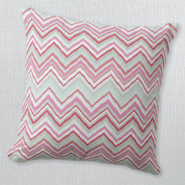 Moderner Ikat Zickzack Strip Abstrakt Pink Green Kissen