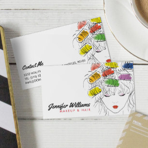 Moderner Illustrierter Friseur Makeup Beauty Salon Visitenkarte