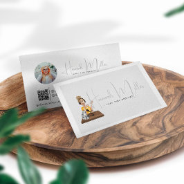 Moderner Illustrierter Podcast Foto QR Code Visitenkarte