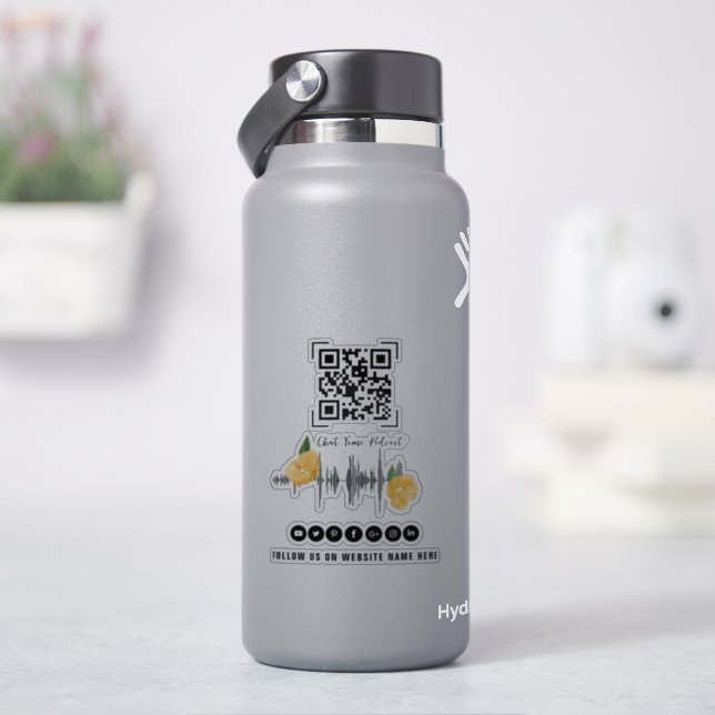 Moderner Illustrierter Podcast-QR-Code Aufkleber (HydroFlask)