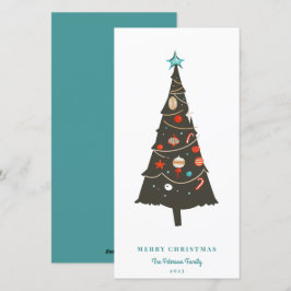 Moderner Illustrierter Weihnachtsbaum aus dem Mitt Feiertagskarte