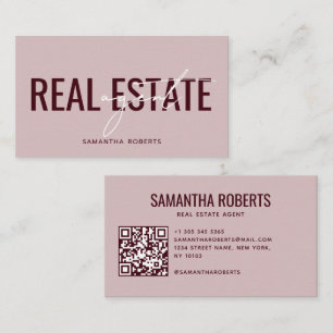Moderner Immobilienmakler QR Code rot pink Visitenkarte