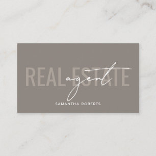Moderner Immobilienmakler QR Code taupe Visitenkarte