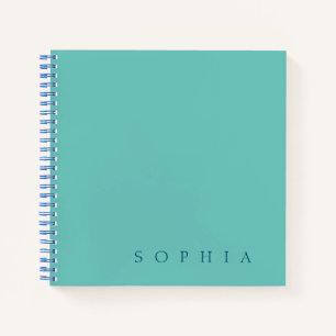 Moderner Individuelle Name Aquamarin und blau Notizbuch
