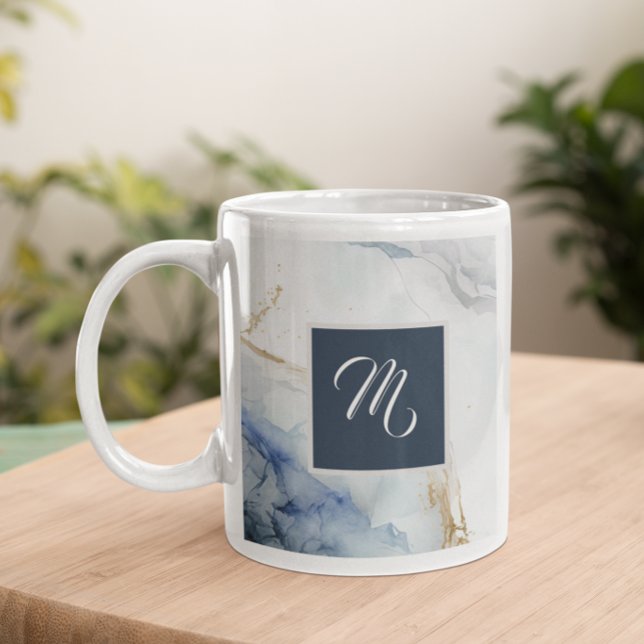 Moderner Individuelle Name aus blauem Marmor Kaffe Tasse (Von Creator hochgeladen)