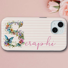 Moderner Individuelle Name Blumenschmetterling Ers Case-Mate iPhone Hülle