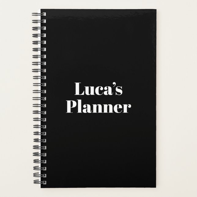 Moderner individuelle Name für Schwarzweiß-Typogra Planer (Vorderseite)