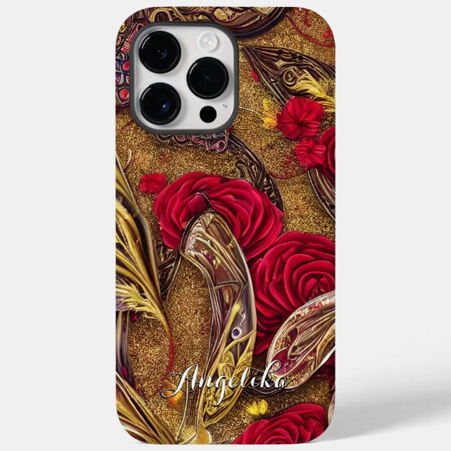 Moderner Individuelle Name in Rot und Gold Case-Mate iPhone Hülle (Rückseite)