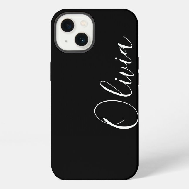 Moderner individuelle Name monogram, schwarz iPhone Hülle (Rückseite)