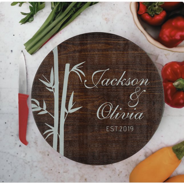 Moderner Individuelle Name und Datum Schneidebrett (Modern personalized couple name with date glass cutting board)