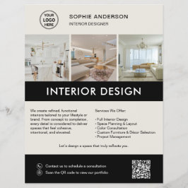 Moderner Innendesigner Marketing Neutral Schwarz Flyer