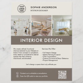 Moderner Innendesigner Marketing Neutral Taupe Flyer