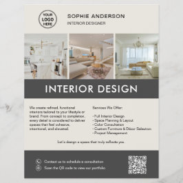 Moderner Inneneinrichter Marketing Neutralgrau Flyer
