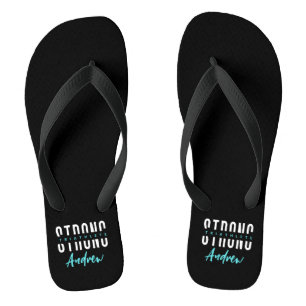 Moderner Inspirierender Triathlet Schwarz Weiß Nam Flip Flops