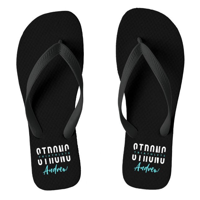 Moderner inspirierender Triathlete Schwarz-weißer  Flip Flops (Fußbett)