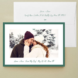 Moderner Jägergrüner Kleiner Bogen Foto Rettet die Save The Date