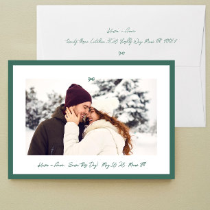 Moderner Jägergrüner Kleiner Bogen Foto Rettet die Save The Date