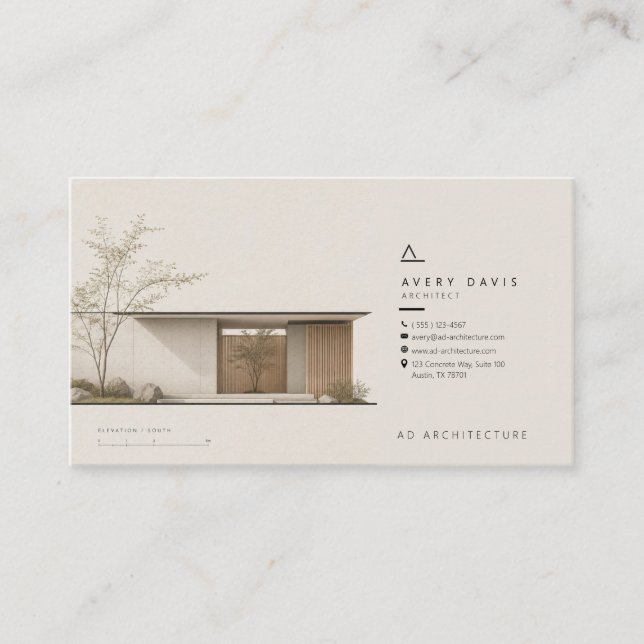 Moderner Japandi-Architekt Visitenkarte (Vorderseite)