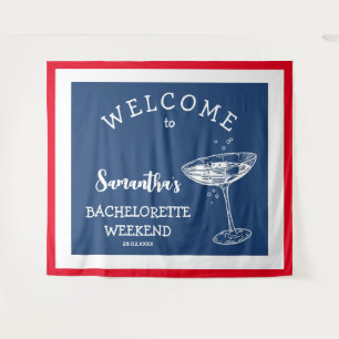 Moderner Junggeselinnen-Abschied an der Küste Blau Wandteppich