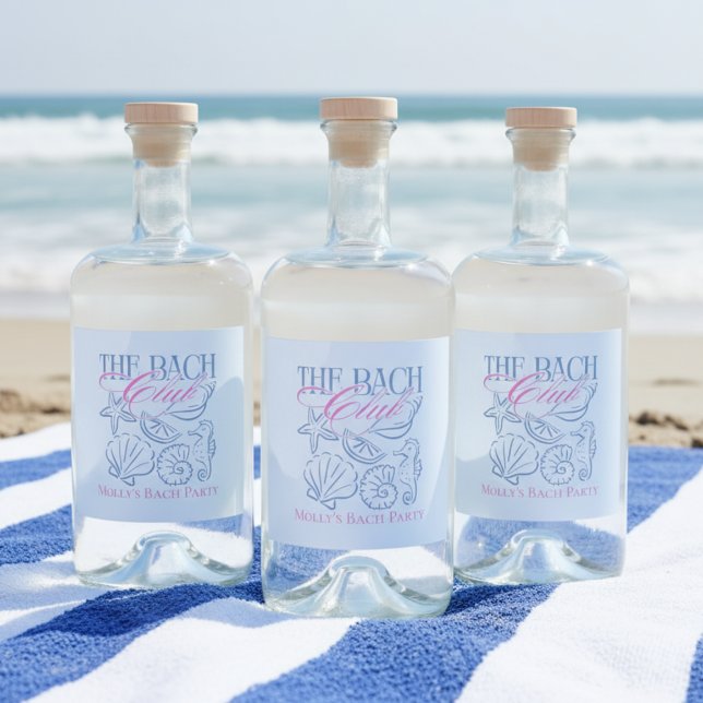 Moderner Junggeselinnen-Abschied der Küstenregion  Alkoholflaschenetikett (Add a stylish coastal touch to your beverages with these “Bach Club” Drink Labels!)