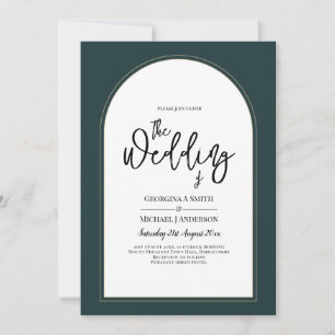 Moderner JUNIPER Green Gold Wedding INVITE QR Code Einladung