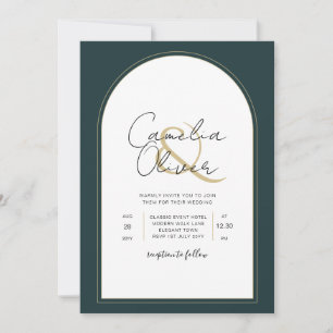 Moderner JUNIPER Green Gold Wedding INVITE QR Code Einladung