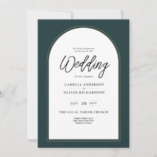 Moderner JUNIPER Green Gold Wedding INVITE QR Code Einladung