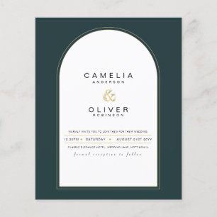 Moderner JUNIPER Green Gold Wedding INVITE QR Code Flyer