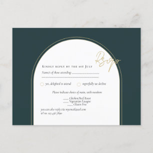 Moderner JUNIPER Green Gold Wedding INVITE QR Code Postkarte