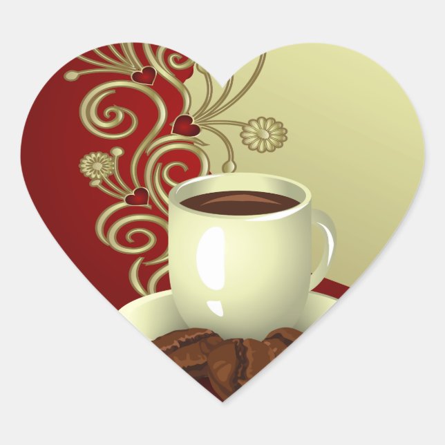 Moderner Kaffee Lover Herz-Aufkleber (Vorderseite)