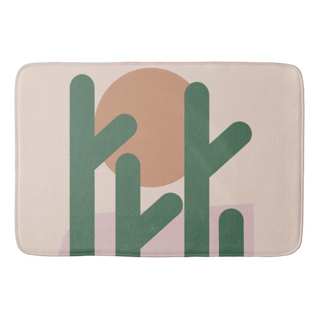 Moderner Kakteen des Mittelalters Art Earthy Patte Badematte (Vorderseite)