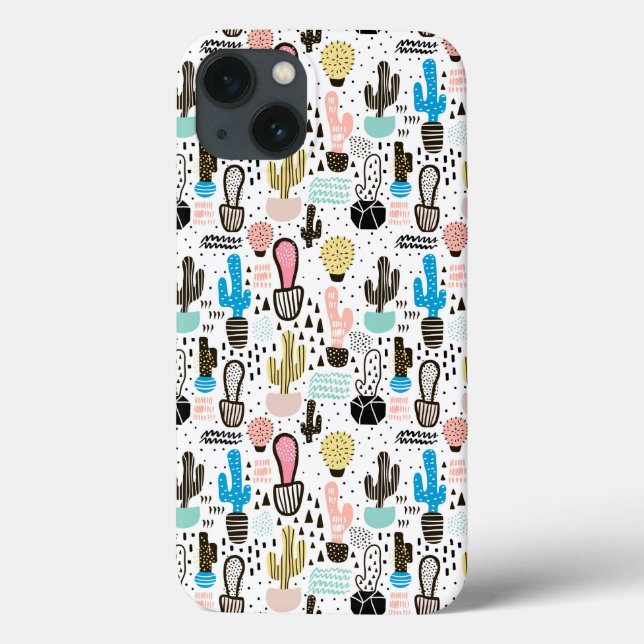 Moderner Kaktus-geometrisches Muster Case-Mate iPhone Hülle (Rückseite)