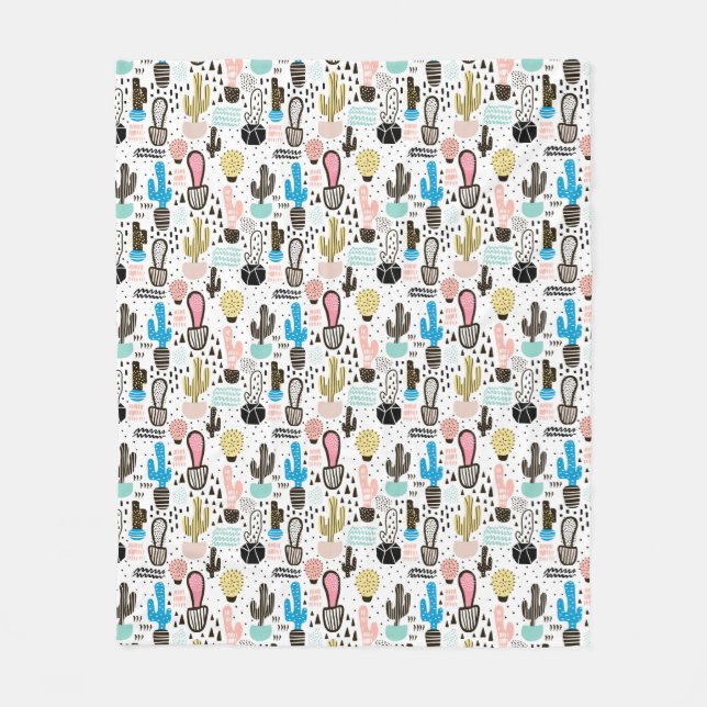 Moderner Kaktus-geometrisches Muster Fleecedecke (Vorderseite)