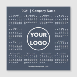 Moderner Kalender 2021 mit Firmenlogo Navy Blue Magnetkarte