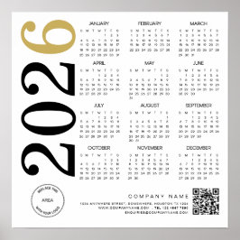 Moderner Kalender 2026 Firmenlogo QR-Code Poster